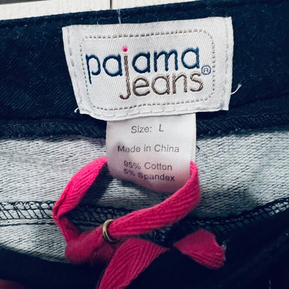 Pajama Jeans-Pull On Women's Drawstring Waist Dark Blue Wash Stretch Pants-Sz Lg - Picture 14 of 16